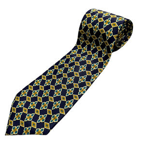 Rene Chagal 100% Silk Dress Tie Made in Italy Blue Geometric‎ Pattern 59" 3.75"